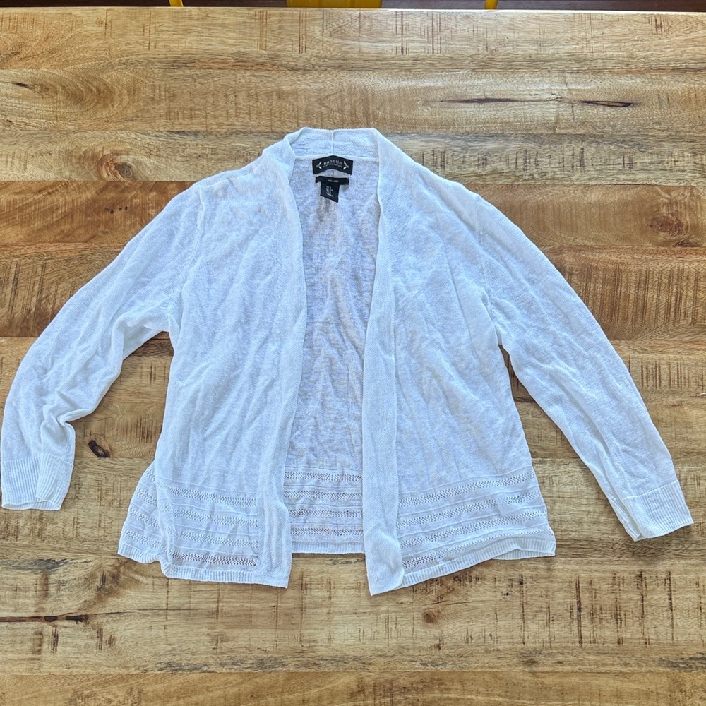 Lightweight 100% linen Nanette Lenore white sweater shawl